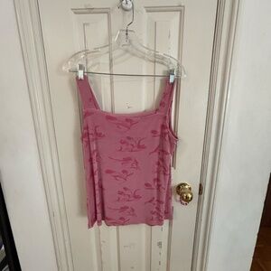 vintage 90s /80s square neck stretchy rose print top